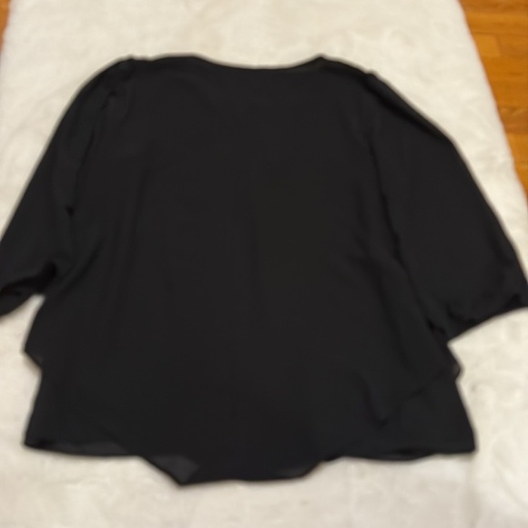 Faith & Joy Black Crisscross V-Neck Blouse Size Small | Chic Work Layer - Picture 5 of 5